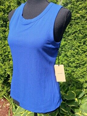 Halogen Summertime Mezarine Blue Knit Tank Top Sz M